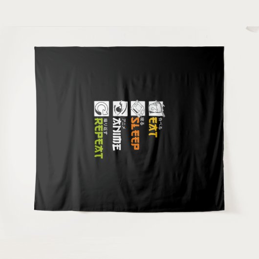 Eat Sleep Anime Repeat Gift Idea Cosplayer Wandteppich (Vorderseite (Horizontal))