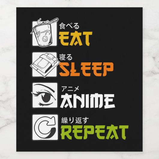 Eat Sleep Anime Repeat Gift Idea Cosplayer Weinetikett (Einzelnes Label)