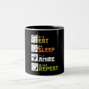 Eat Sleep Anime Repeat Gift Idea Cosplayer Zweifarbige Tasse