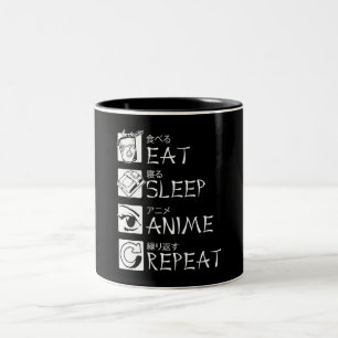 Eat Sleep Anime Repeat Gift Idea Cosplayer Zweifarbige Tasse