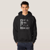 Eat Sleep Anime Repeat Japanese Sign Writing Hoodie (Vorne ganz)