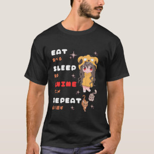 Eat Sleep Anime Repeat Kawaii Kanji Otaku Manga Ja T-Shirt