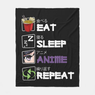 Eat Sleep Anime Repeat Kawaii Otaku Manga Japan Fa Fleecedecke