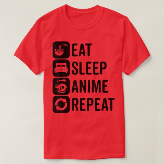 Eat Sleep Anime Repeat Otaku Anime Kawaii Aestheti T-Shirt (Design vorne)