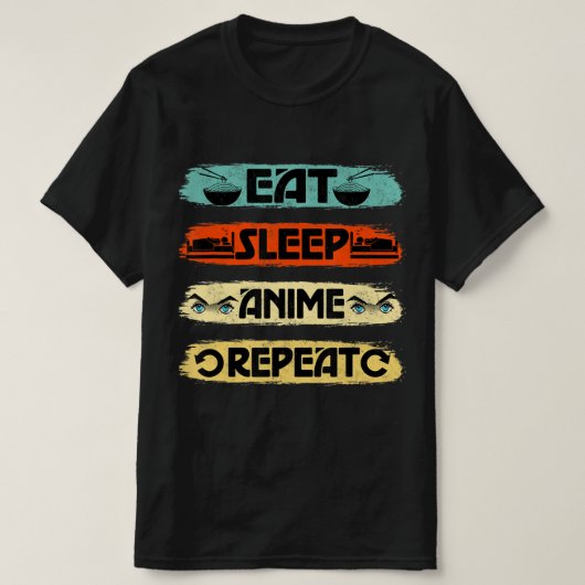 Eat Sleep Anime Repeat Ramen Kawaii Japanese Manga T-Shirt (Design vorne)