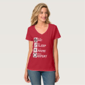 EAT SLEEP ANIME REPEAT T-Shirt (Vorderseite Vollansicht)