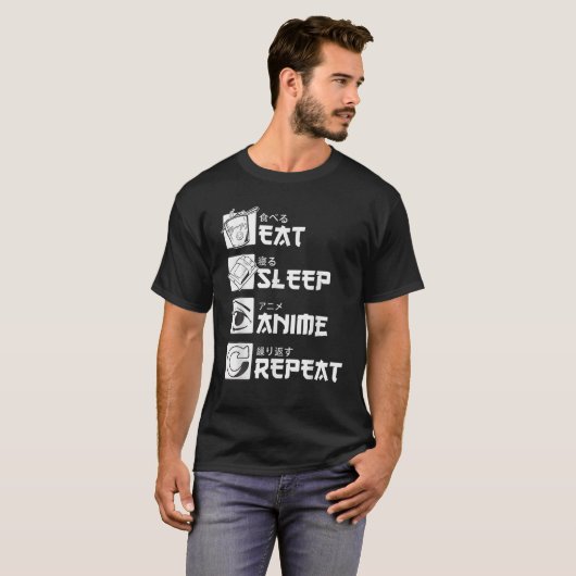 Eat Sleep Anime Wiederholung Anime Manga Funny T-Shirt (Vorne ganz)