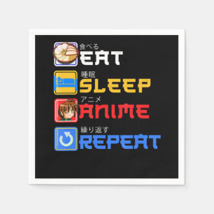 Eat Sleep Anime Wiederholung Geschenk Cosplayer Serviette