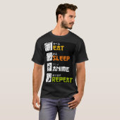 Eat Sleep Anime Wiederholung Geschenk Cosplayer T-Shirt (Vorne ganz)