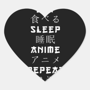 Eat Sleep Anime Wiederholung Japanisch Manga Lover Herz-Aufkleber