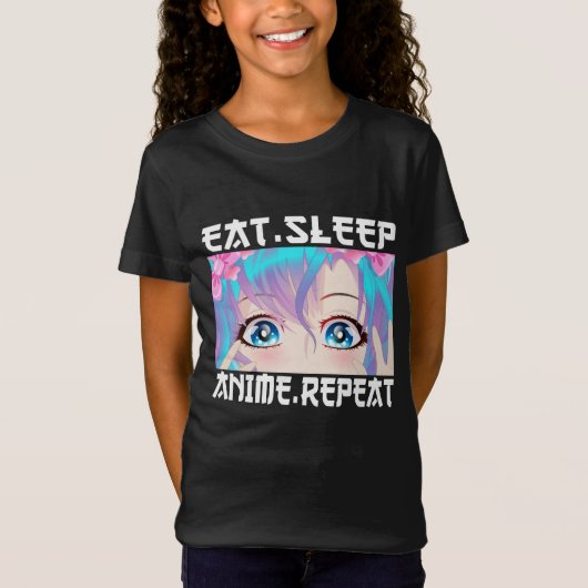 Eat Sleep Anime Wiederholung T-Shirt (Vorderseite)
