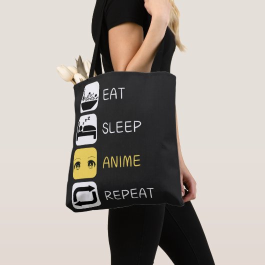 Eat Sleep Anime Wiederholung Tasche (Von Nahem)
