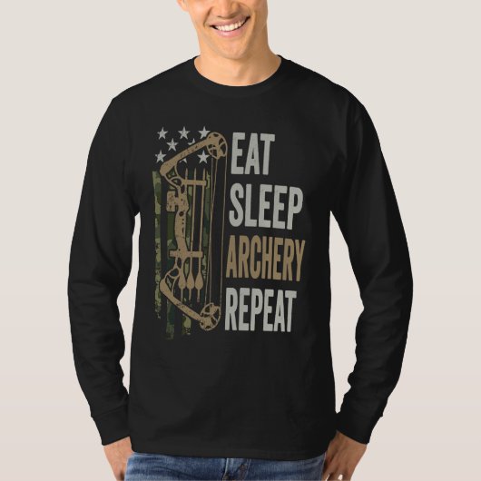 Eat Sleep Archery Repeat  Camouflage Bow USA  Arch T-Shirt (Vorderseite)