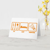 Eat Sleep Badminton Karte (Gelbe Blume)
