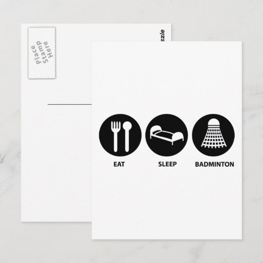 Eat Sleep Badminton Postkarte (Vorne/Hinten)