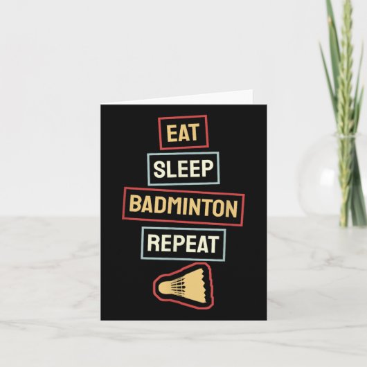 Eat Sleep Badminton Repeat Badminton Player Retro, Karte (Vorderseite)