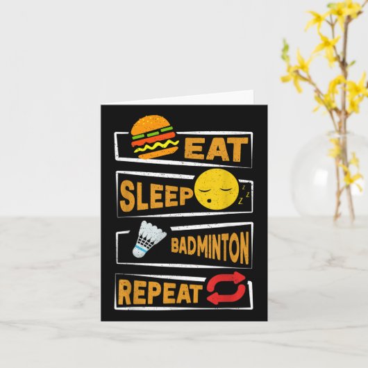 Eat Sleep Badminton Wiederholung _ Funny Badminton Karte (Gelbe Blume)