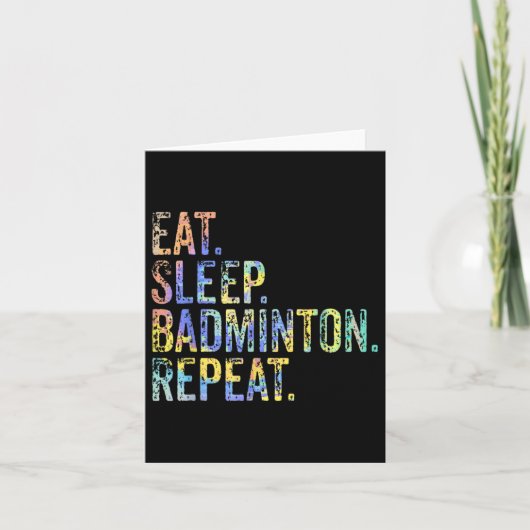 Eat Sleep Badminton Wiederholung Vintag Funny Badm Karte (Vorderseite)