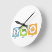 Eat Sleep Bake! Runde Wanduhr (Winkel)