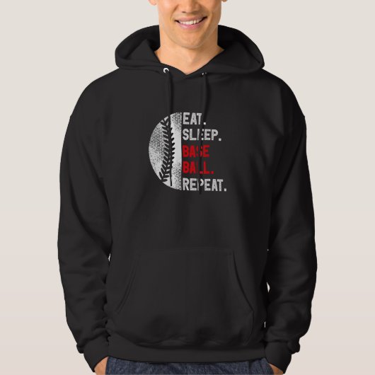 Eat Sleep Baseball Repeat Baseball Player  Basebal Hoodie (Vorderseite)