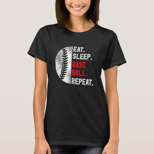 Eat Sleep Baseball Repeat Baseball Player  Basebal T-Shirt (Vorderseite)
