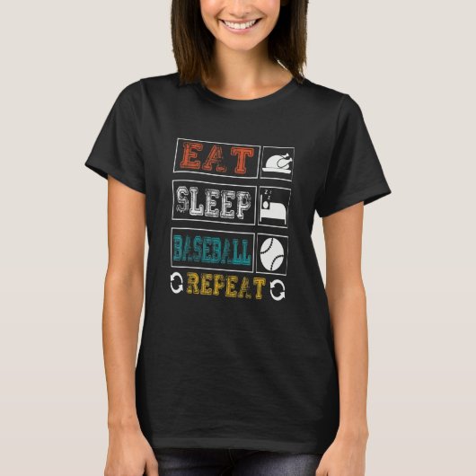 Eat Sleep Baseball Repeat Baseball Player  Basebal T-Shirt (Vorderseite)