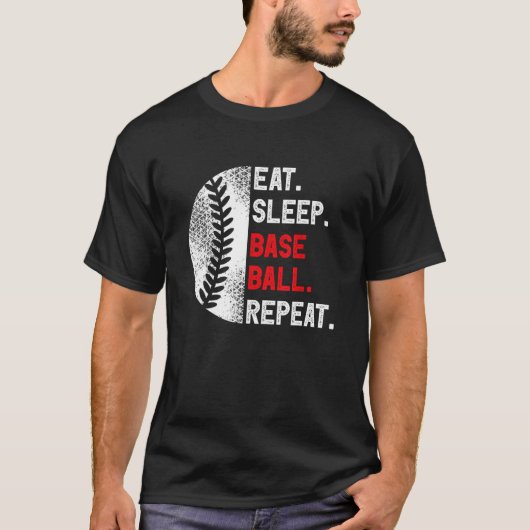 Eat Sleep Baseball Repeat Baseball Player  Basebal T-Shirt (Vorderseite)