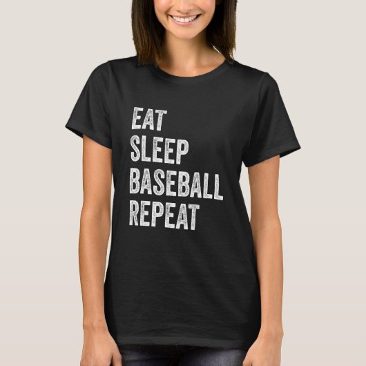 Eat Sleep Baseball Repeat Baseball Player  Basebal T-Shirt (Vorderseite)
