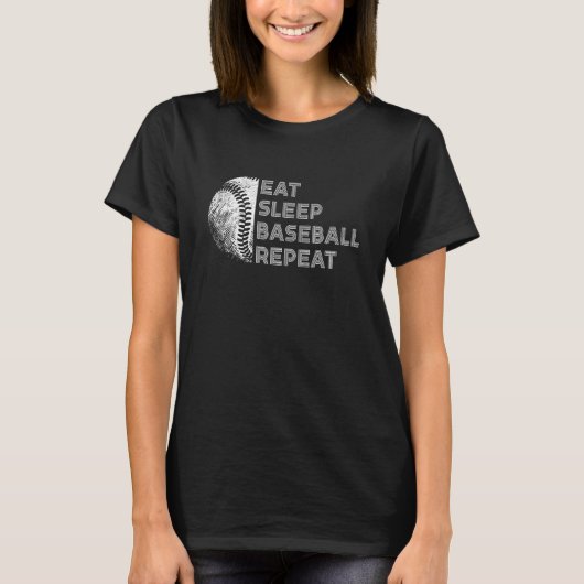 Eat Sleep Baseball Repeat Baseball Player Basebal T-Shirt (Vorderseite)