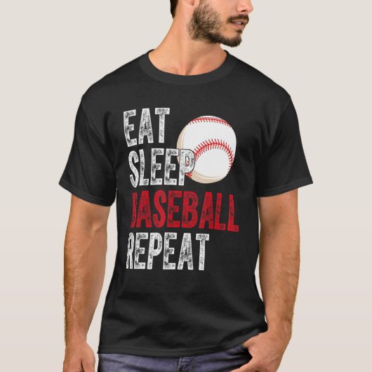 Eat Sleep Baseball Repeat Baseball Player Basebal T-Shirt (Vorderseite)