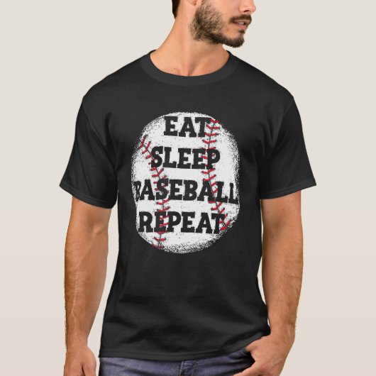 Eat Sleep Baseball Repeat Baseball Player Dad Coac T-Shirt (Vorderseite)