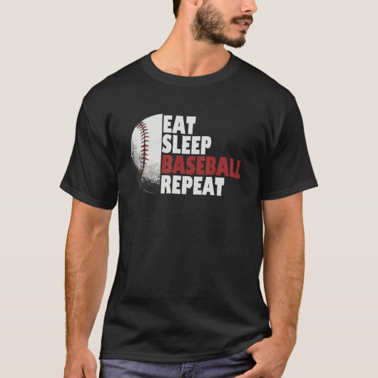 Eat Sleep Baseball Repeat Baseball Player Funny Ba T-Shirt (Vorderseite)