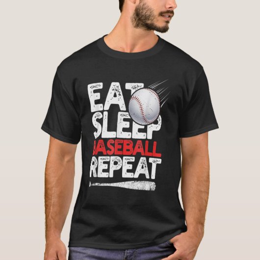 Eat Sleep Baseball Repeat Catcher Pitcher Baseball T-Shirt (Vorderseite)