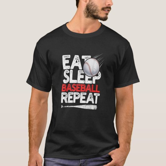 Eat Sleep Baseball Repeat Catcher Pitcher Baseball T-Shirt (Vorderseite)