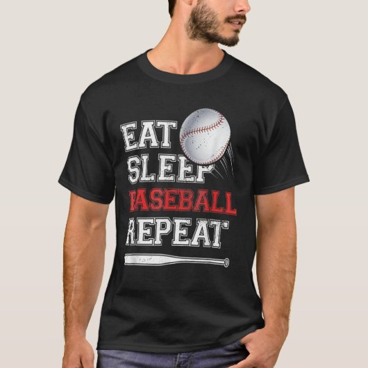Eat Sleep Baseball Repeat Catcher Pitcher Baseball T-Shirt (Vorderseite)