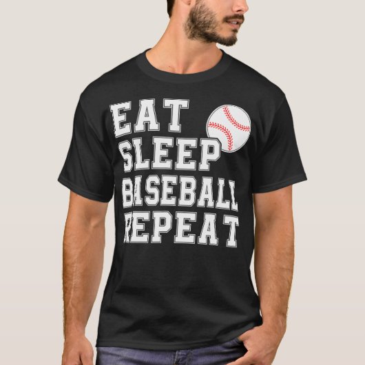 Eat Sleep Baseball Repeat Catcher Pitcher Funny Co T-Shirt (Vorderseite)