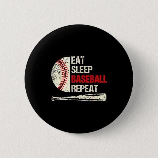 Eat Sleep Baseball Repeat Funny Baseball Player Button (Vorderseite)