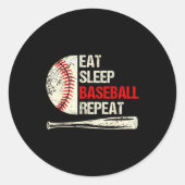 Eat Sleep Baseball Repeat Funny Baseball Player  Runder Aufkleber (Vorderseite)