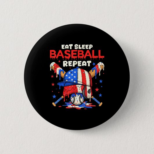 Eat Sleep Baseball Repeat Funny Ice Cream Drip Cro Button (Vorderseite)