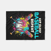 Eat Sleep Baseball Repeat Funny Ice Cream Drip Cro Fleecedecke (Vorderseite (Horizontal))