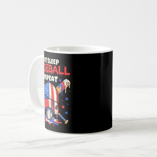Eat Sleep Baseball Repeat Funny Ice Cream Drip Cro Kaffeetasse (Vorderseite Links)