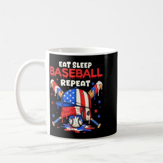 Eat Sleep Baseball Repeat Funny Ice Cream Drip Cro Kaffeetasse (Links)