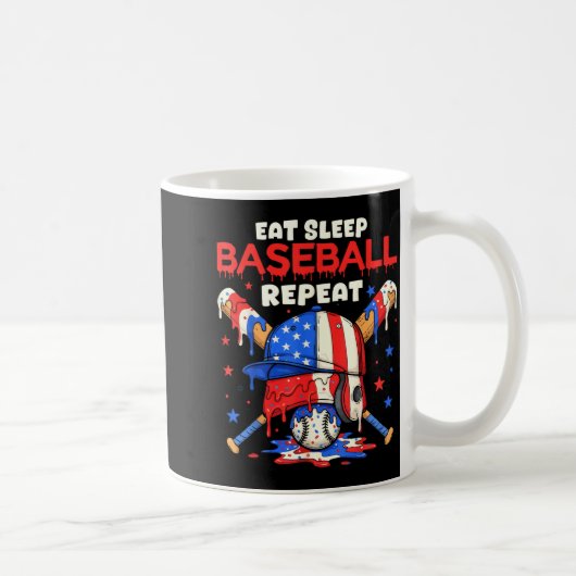 Eat Sleep Baseball Repeat Funny Ice Cream Drip Cro Kaffeetasse (Rechts)