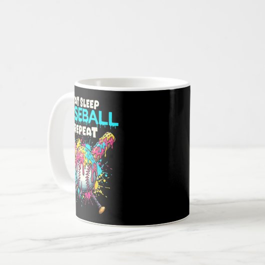 Eat Sleep Baseball Repeat Funny Ice Cream Drip Cro Kaffeetasse (Vorderseite Links)