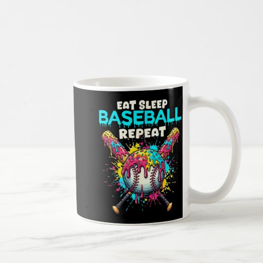 Eat Sleep Baseball Repeat Funny Ice Cream Drip Cro Kaffeetasse (Rechts)