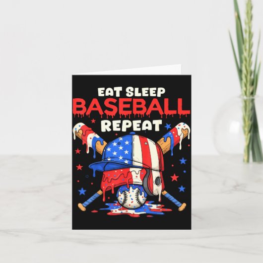 Eat Sleep Baseball Repeat Funny Ice Cream Drip Cro Karte (Vorderseite)