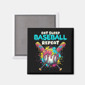 Eat Sleep Baseball Repeat Funny Ice Cream Drip Cro Magnet (Vorderseite/Rückseite)