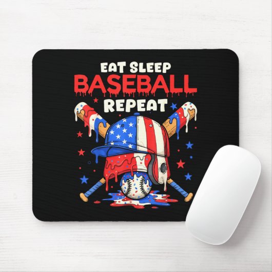 Eat Sleep Baseball Repeat Funny Ice Cream Drip Cro Mousepad (Mit Mouse)