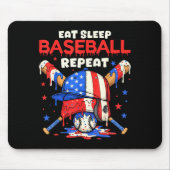 Eat Sleep Baseball Repeat Funny Ice Cream Drip Cro Mousepad (Vorne)
