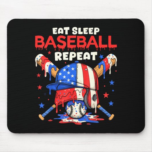 Eat Sleep Baseball Repeat Funny Ice Cream Drip Cro Mousepad (Vorne)